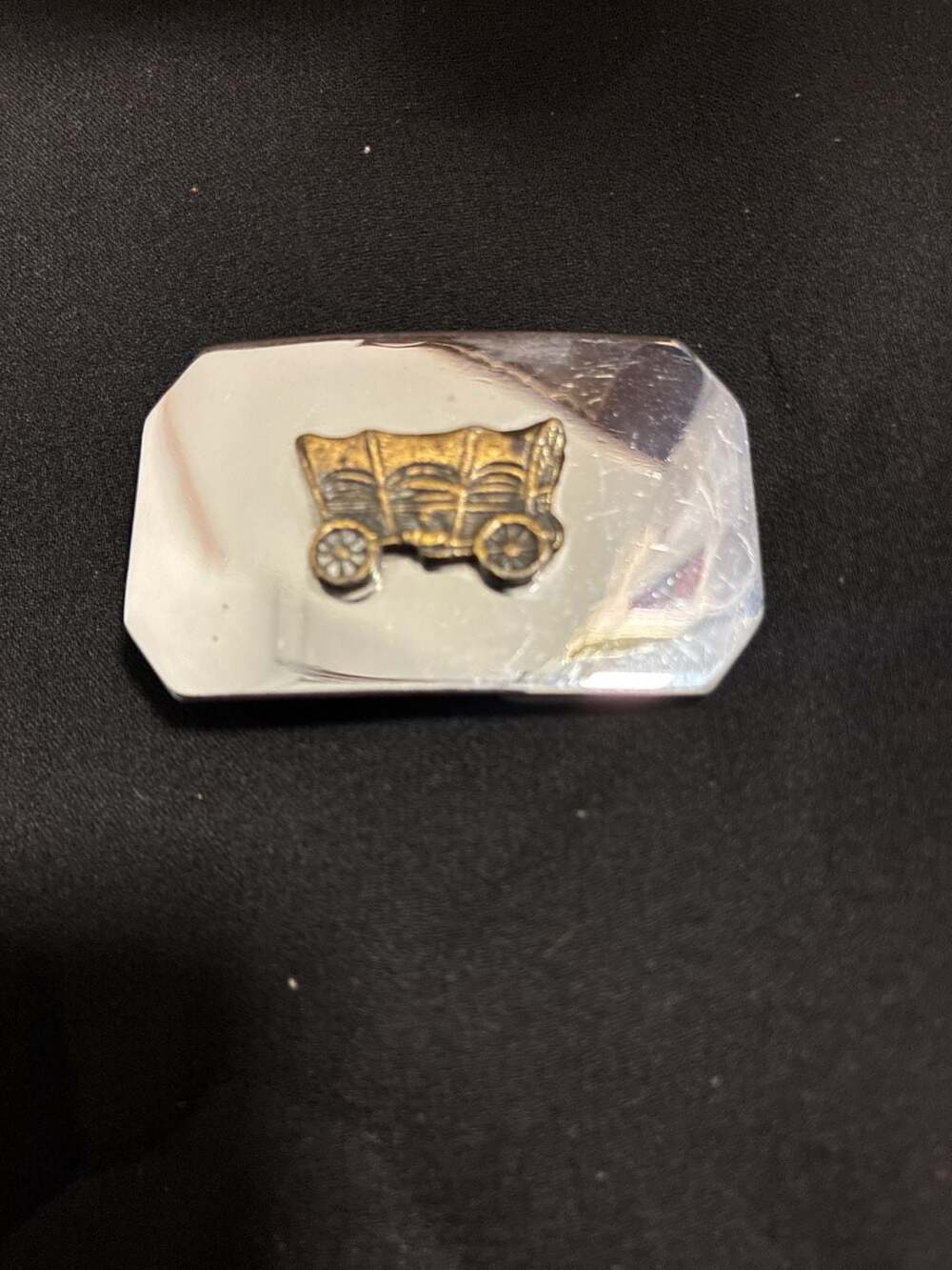 Vintage Covered Wagon Two-Tone Western Belt Buckle